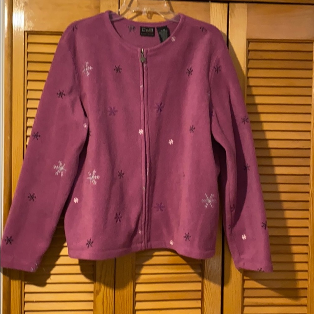 Snowflake mauve zip up sweatshirt size XL